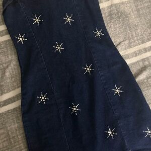 Navy Blue Dress with Star Embellishments